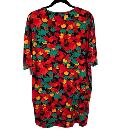 LuLaRoe IRMA Black ROSES Floral Pink Yellow Red Hi-Low Tunic Top Shirt MEDIUM M - Picture 5 of 6